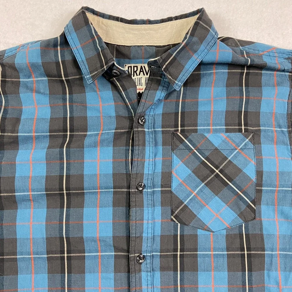 Dravus Long Sleeve Multicolor Plaid Collared Cotton Blend Shirt‎ Size L Large